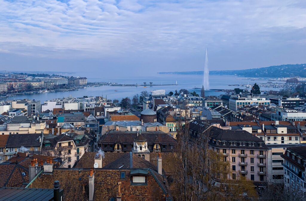 City view. Geneva in Switzerland, tourist attraction.